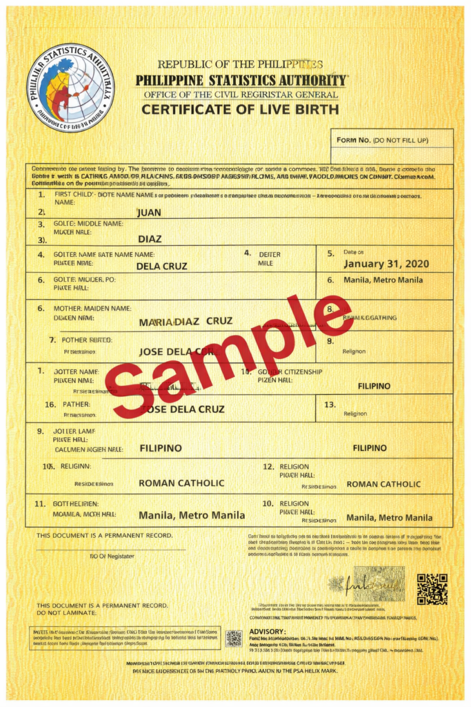 PSA Birth Certificate Online Philippines sample 2026 guide