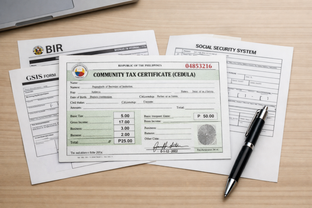 cedula requirements Philippines community tax certificate document