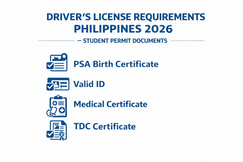 Driver’s License Requirements Philippines 2026 student permit requirements