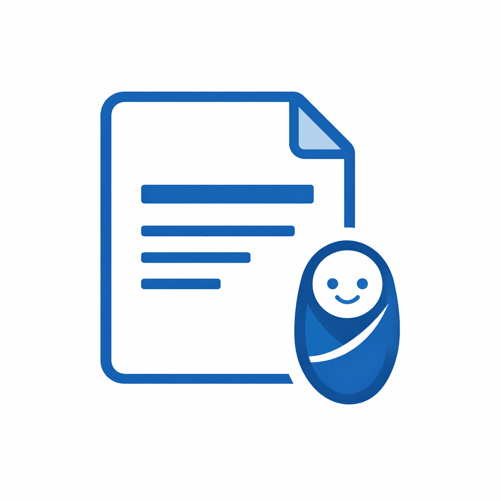 Generic birth certificate document icon in blue flat design